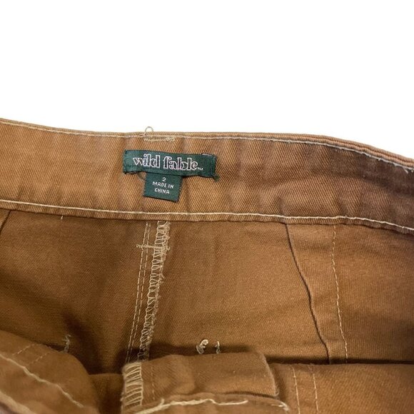 Wild Fable Womens Brown Carpenter Pants Wide Leg Size 2 CUT OFFS - Picture 2 of 6